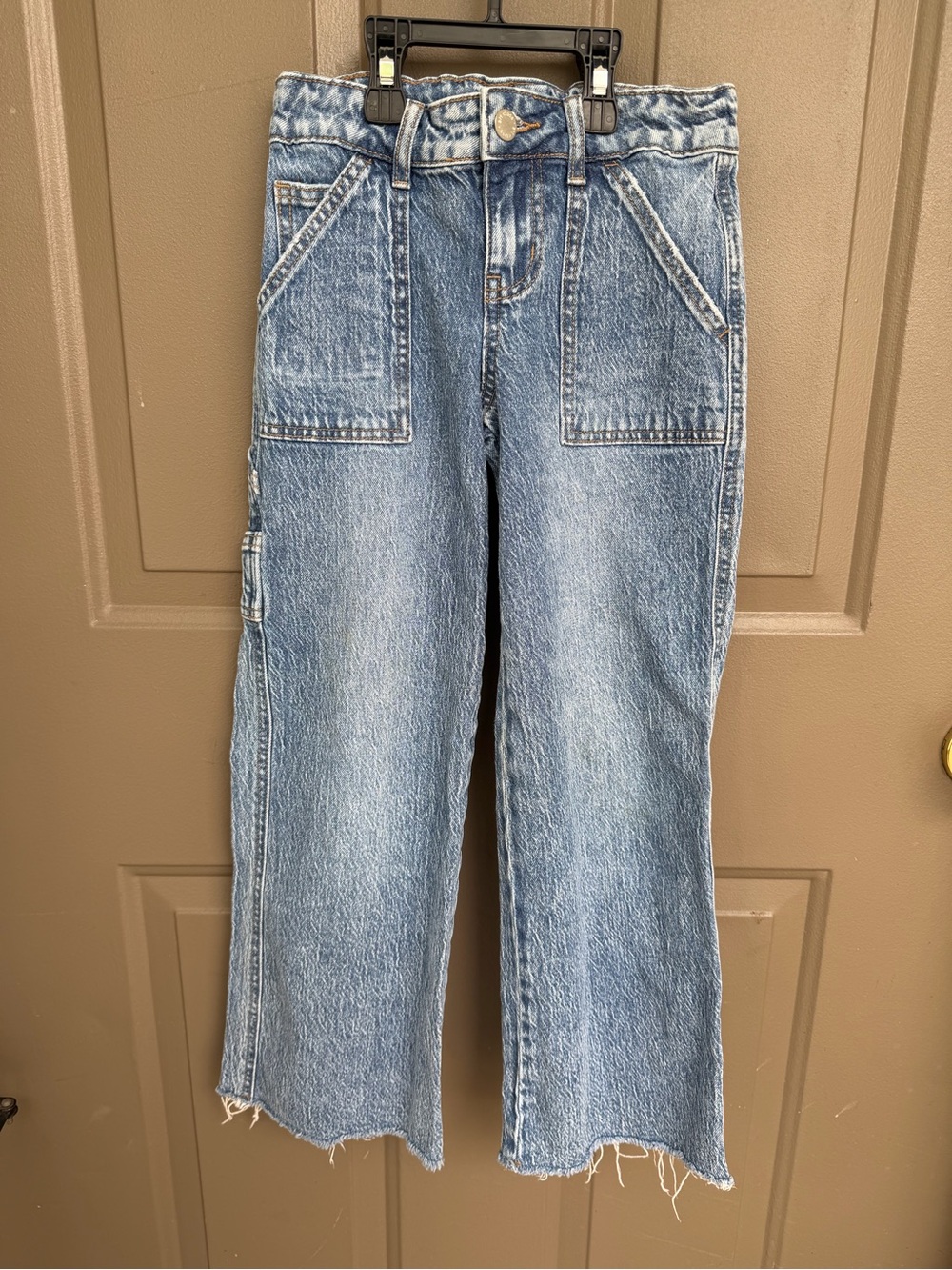 Art Class Wide Leg Carpenter Jeans Girls Size 7 Medium Wash Light Blue